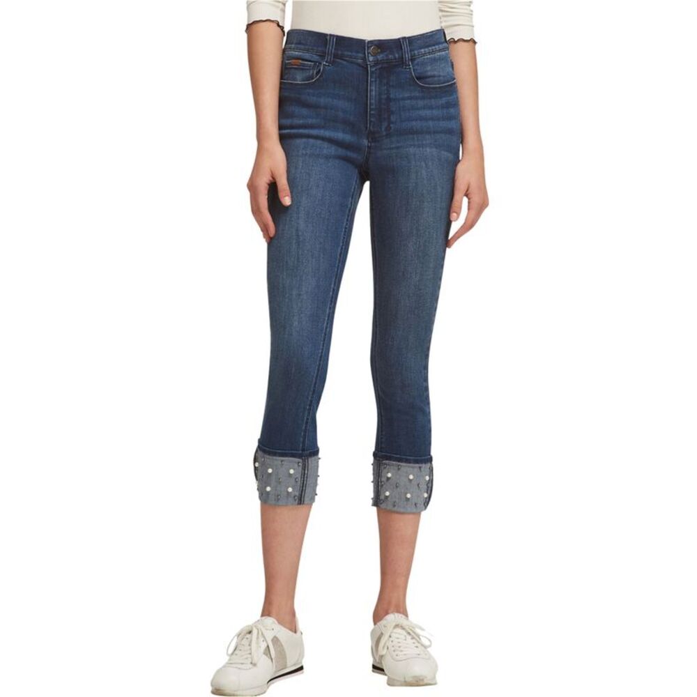 DKNY Womens Beaded Tapered Skinny Jeans, NWT